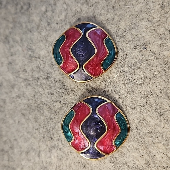 Jewelry - Colorful Enamel Modern Pierced Earrings
